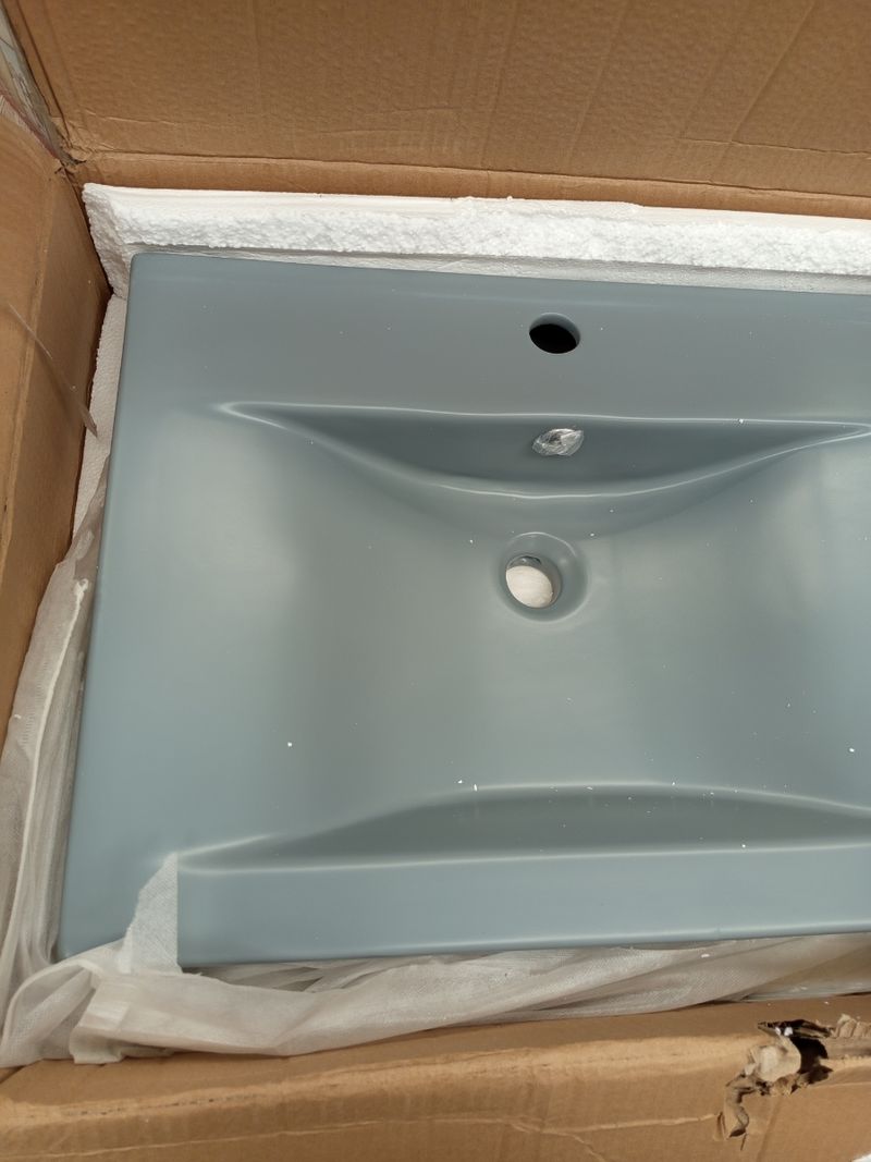 Lavabo cerámico gris vidaXL - Imagen 3
