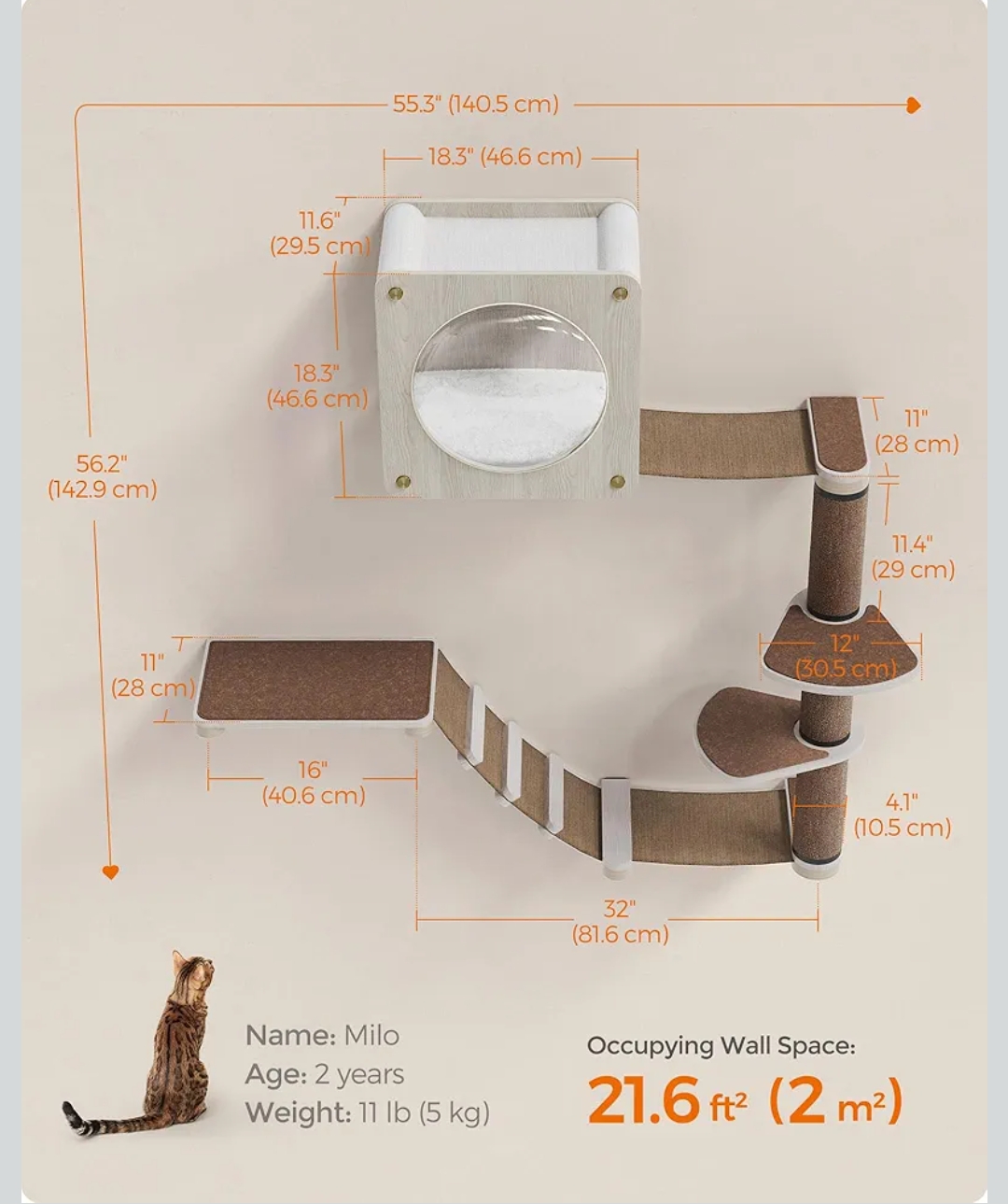 Feandrea Muebles de pared para gatos. - Imagen 3