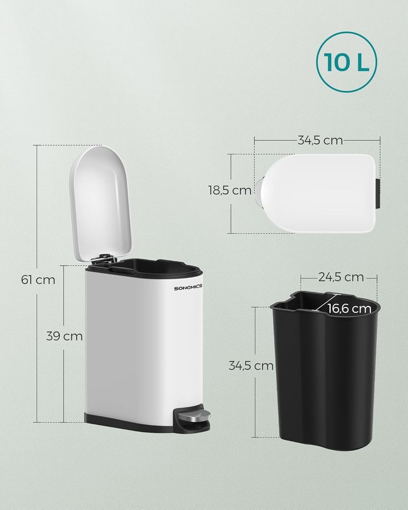 SONGMICS - Cubo de basura para baño (10 L) - Imagen 3