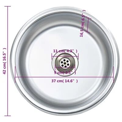 vidaXL Fregadero de cocina de acero inoxidable (sin sifón). - Imagen 4