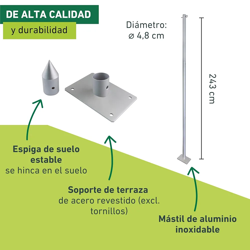 Juego básico de Poste de toldo - 240 cm - Windhager - Imagen 2