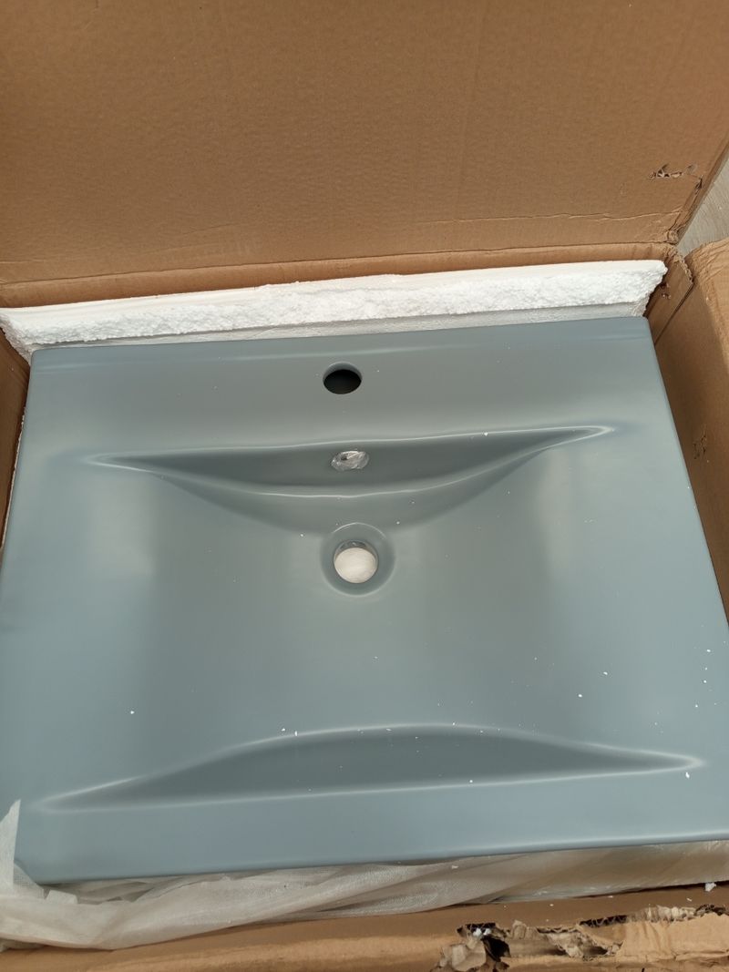 Lavabo cerámico gris vidaXL - Imagen 2