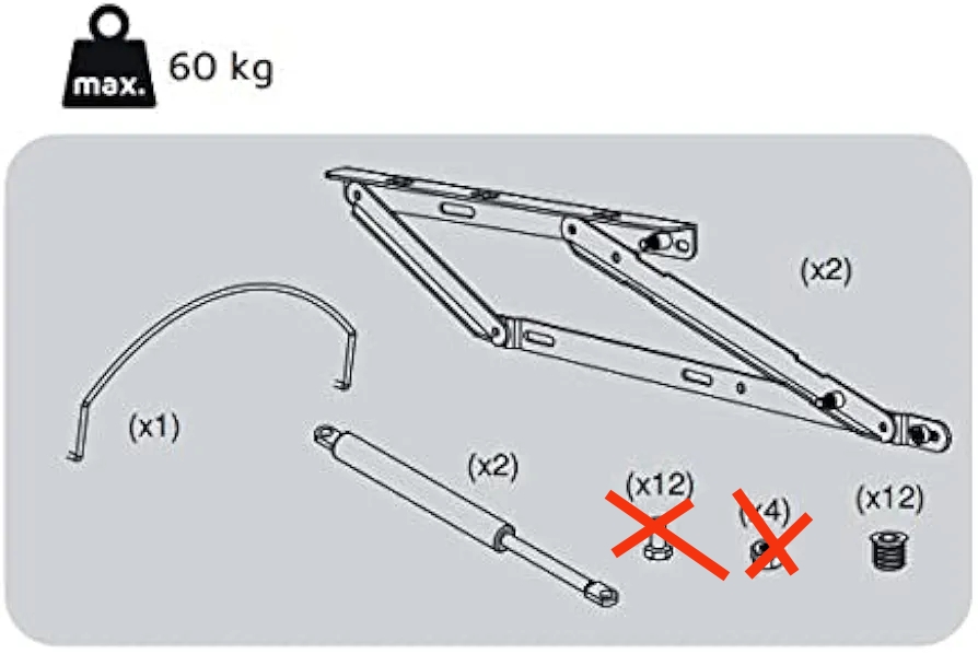 Juego de mecanismos elevables - Sistema Frontal 135 cm - EMUCA - Imagen 2