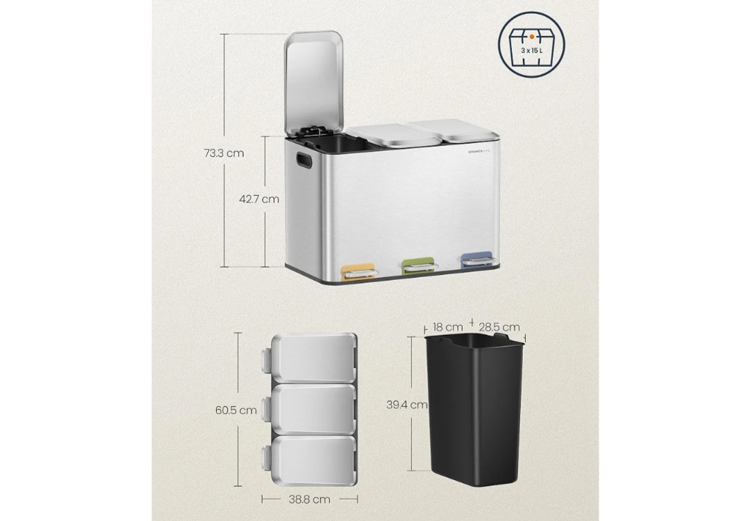 Cubo de basura SONGMICS LTB740E45. - Imagen 2