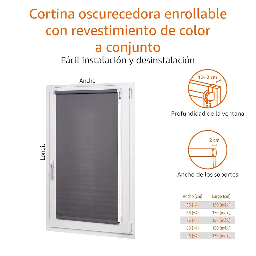 Estor enrollable - 56 x 150cm - Amazon Basics - Imagen 2