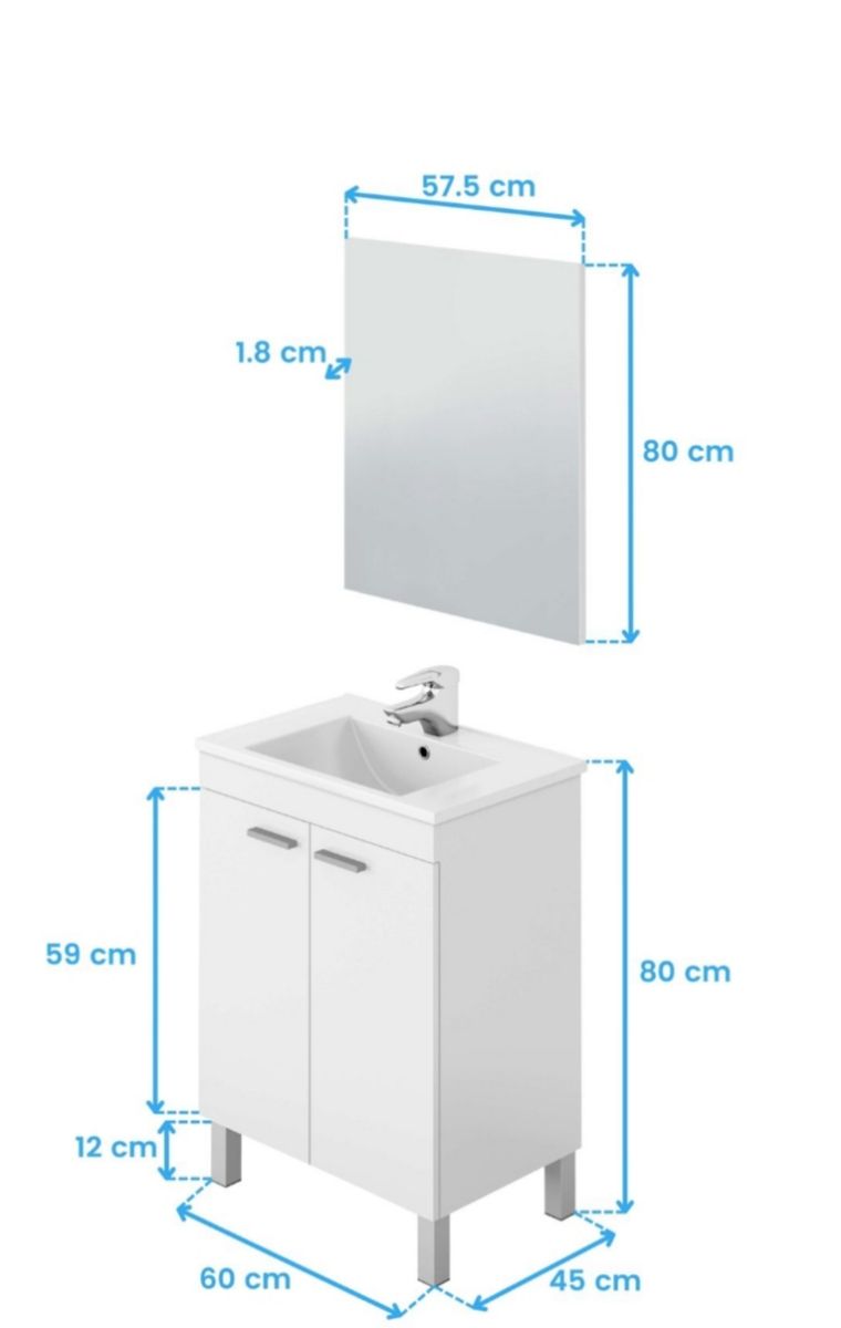 Mueble baño blanco 2 puertas. - Imagen 2