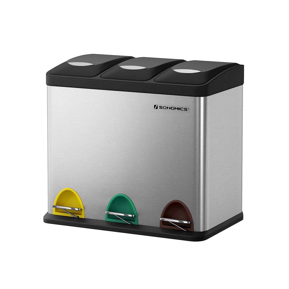 Cubo de Basura de Cocina Basurero Clasificador Papelera 3 x 8 L SONGMICS LTB24L