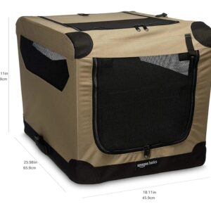 Amazon Basics Transportín portátil plegable de 2 puertas para perros y gatos,