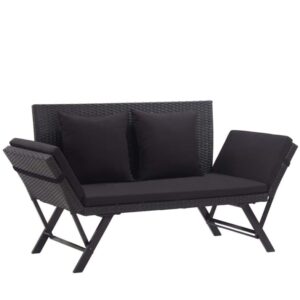 Banco jardín vidaXL ratán negro