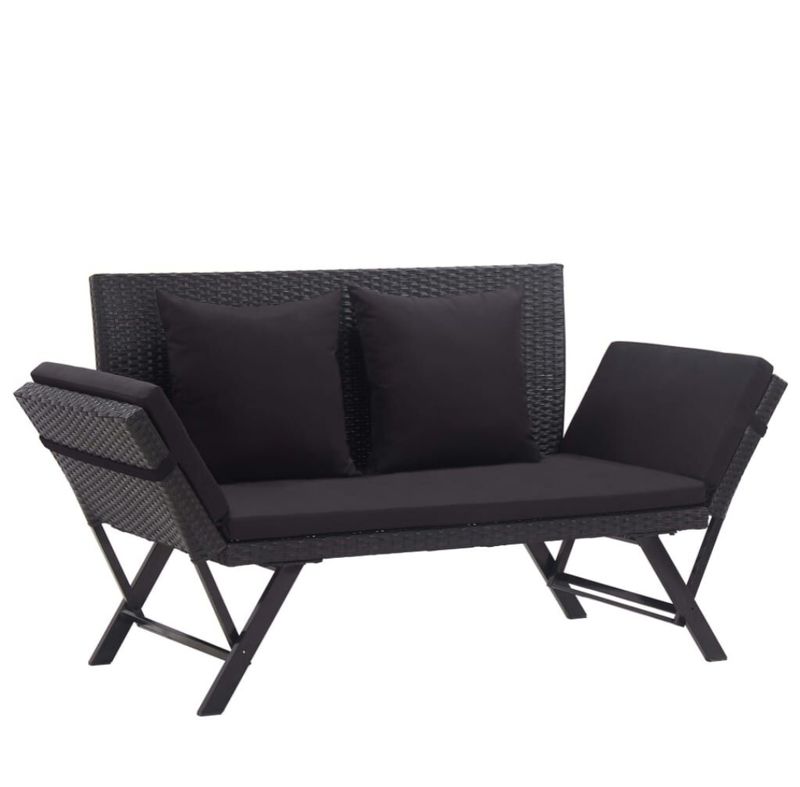 Banco jardín vidaXL ratán negro