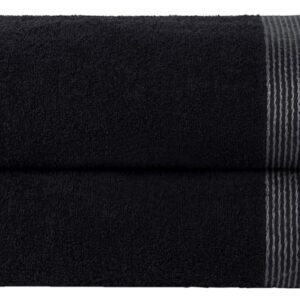 Amazon Basics - 2 toallas de algodón - negro/gris.