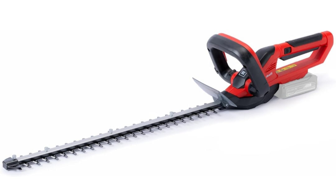 Einhell Cortasetos con batería GE-CH 1855/1 Li-Solo Power X-Change (18 V, 55 cm de longitud de corte, 18 mm distancia entre dientes, colector de recortes, sín batería).