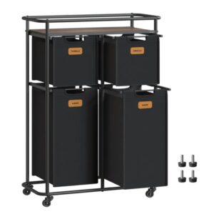 Cesto para la colada (4 compartimentos), color negro y marrón