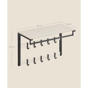 VASAGLE LCR101W03 Perchero de Pared, Perchero Colgante con 10 Ganchos.