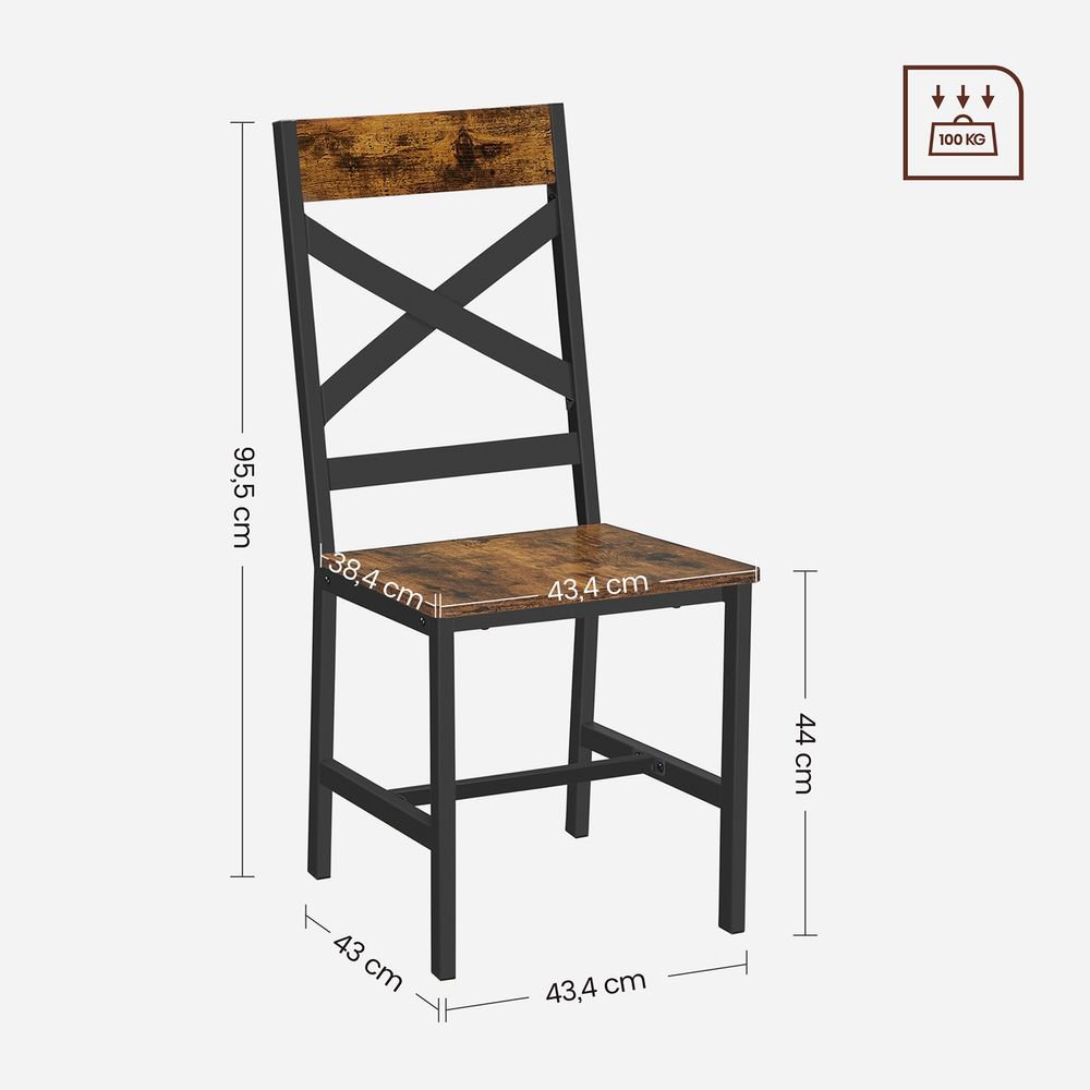 VASAGLE LDC094B01, 2 Silla de Comedor. - Imagen 2