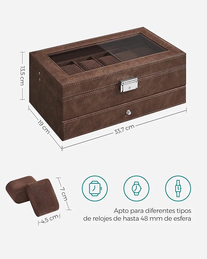 SONGMICS JWB012K01V1 CAJA DE RELOJ - Imagen 2