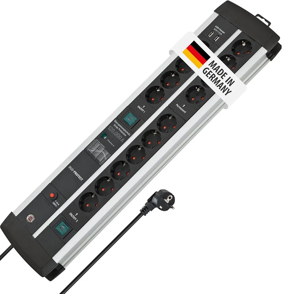 Regleta enchufes con USB - Premium-Protect-Line - Brennenstuhl