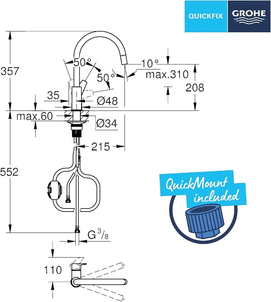 Grifo monomando - Start Flow QuickFix - Grohe. - Imagen 2