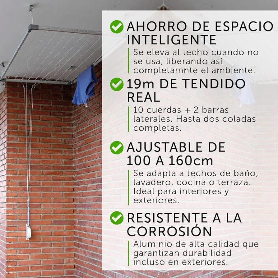 Tendedero - Tezno Techo Aluminio - Cuncial - Imagen 2