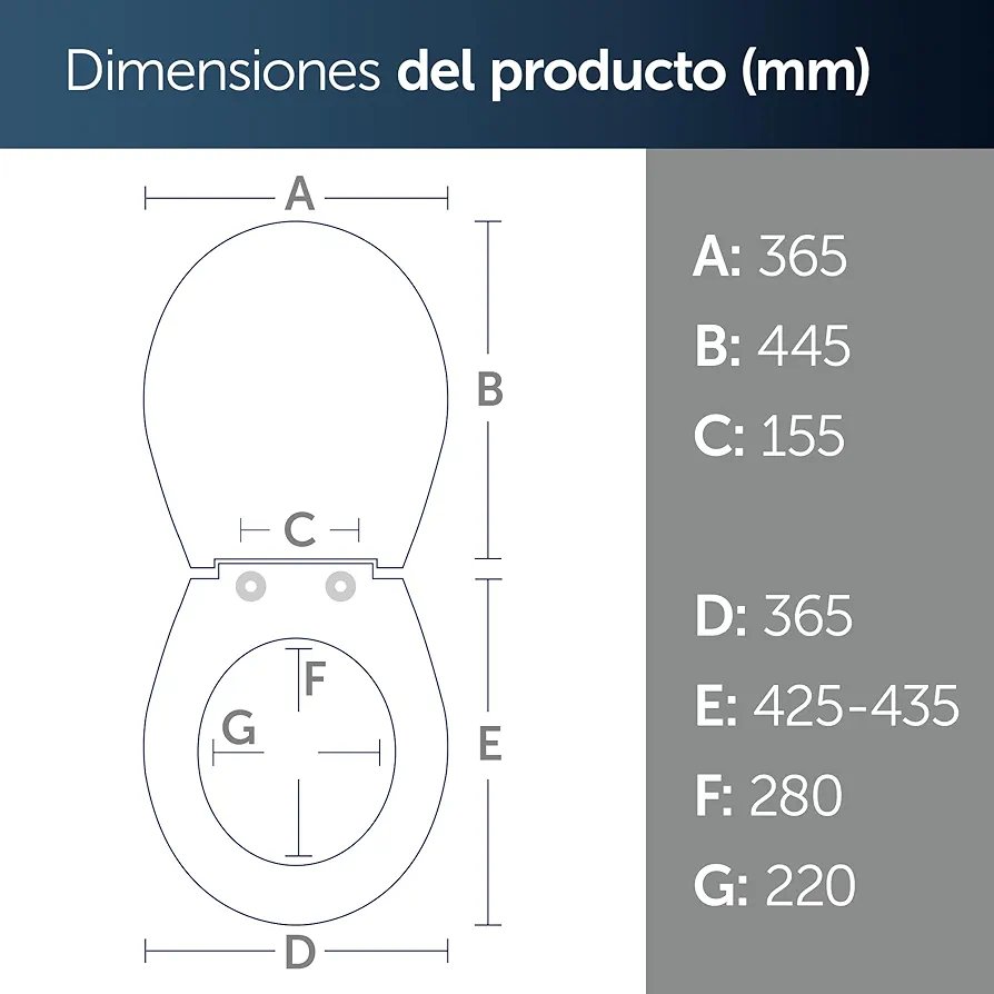 Tapa WC - 365x445x40 mm Tirso - Ideal Standard - Imagen 2