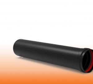 TUBO MH 80 x 500, Cm ACERO SIMPLE VITRIFICADO NEGRO PELLET/BIOMASA