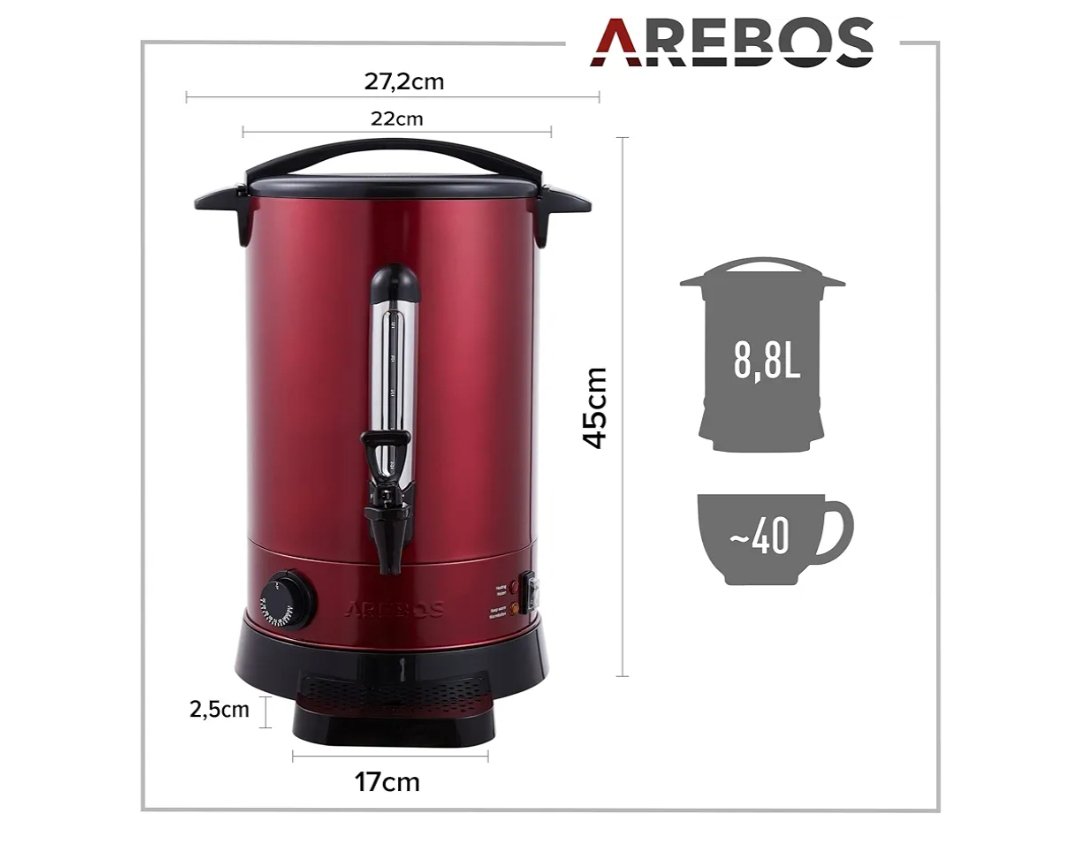 Arebos Cocina eléctrica para vino caliente 950 W 8,8 L.