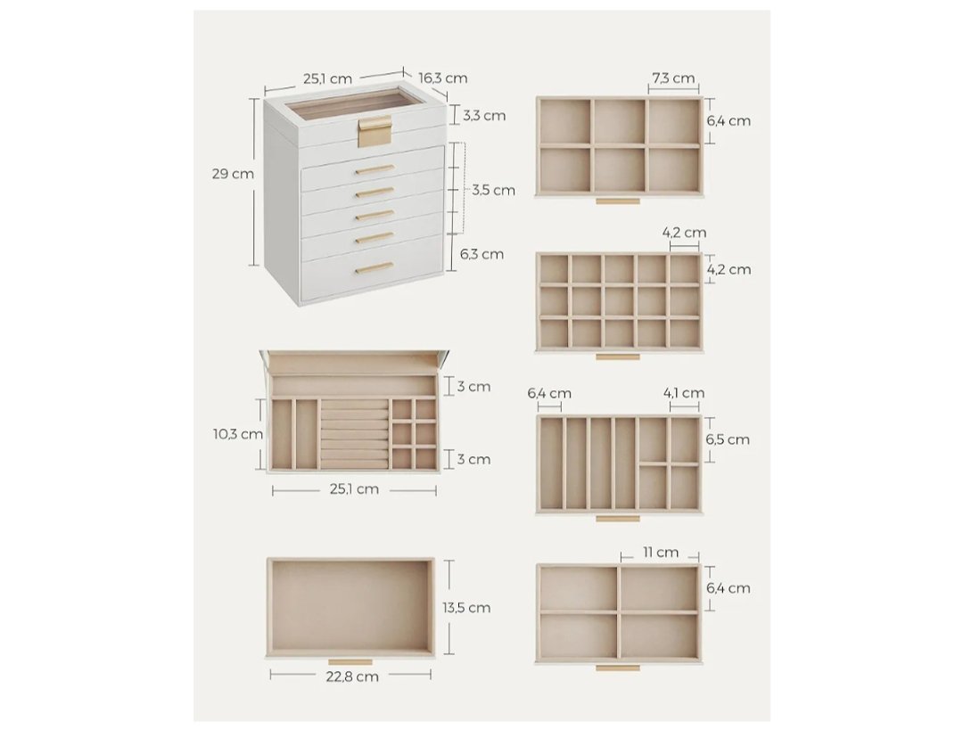 SONGMICS Caja de Joyas JBC171W01