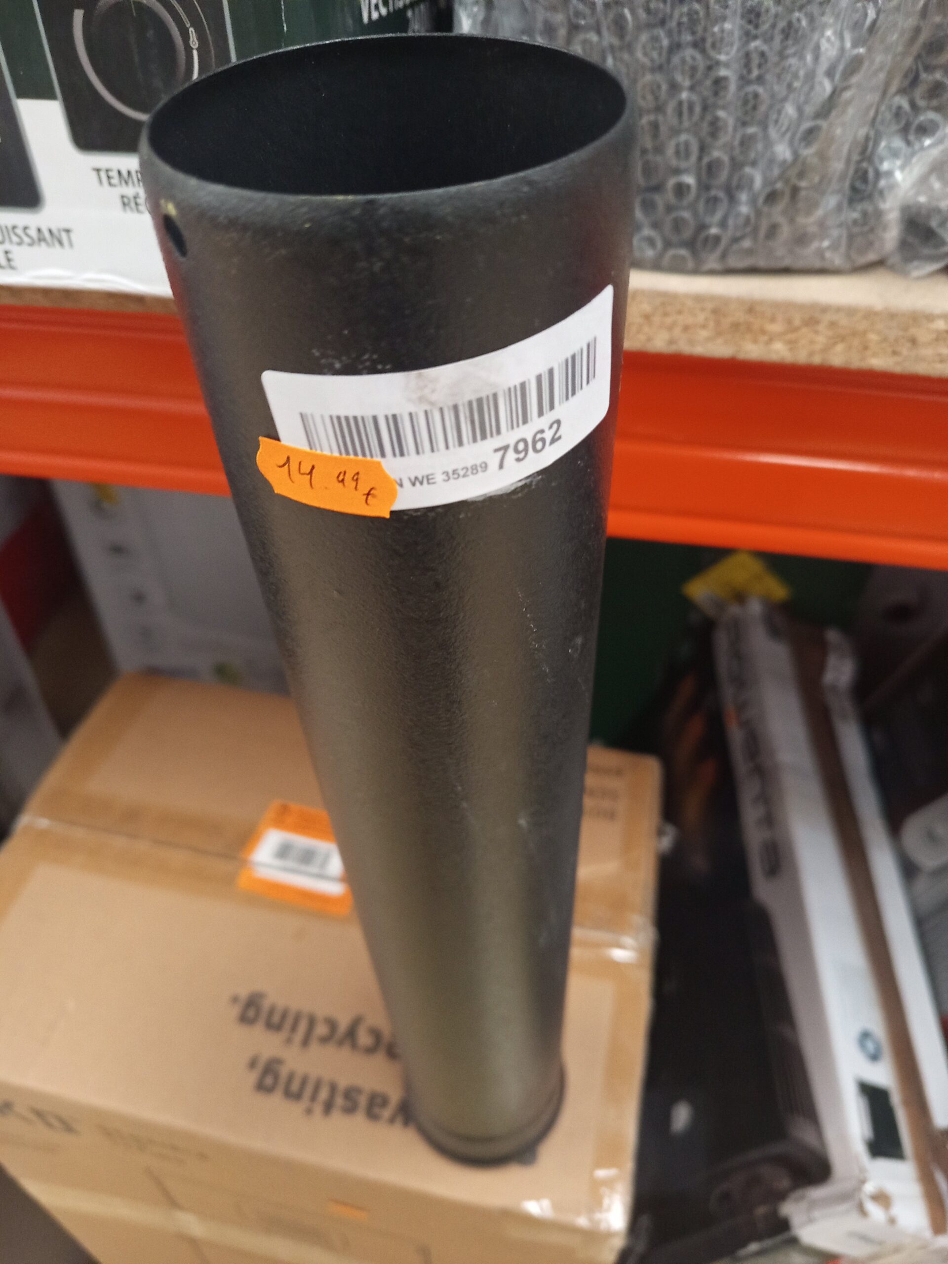 TUBO MH 80 x 500, Cm ACERO SIMPLE VITRIFICADO NEGRO PELLET/BIOMASA - Imagen 6