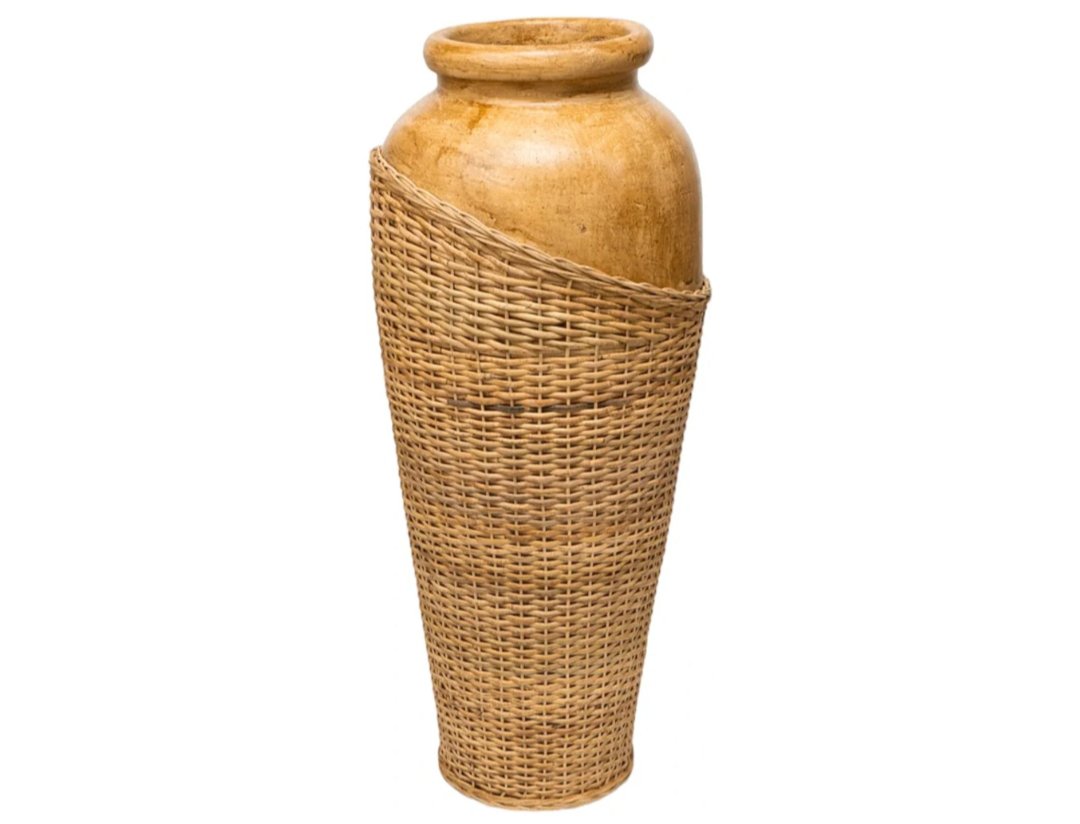JARRON TERRACOTA/RATTAN