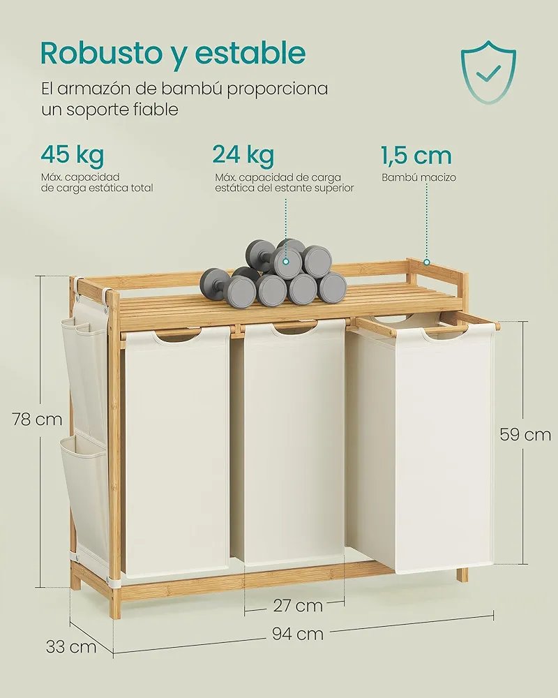SONGMICS RLH115W01 Cesto para Ropa Sucia - Imagen 2