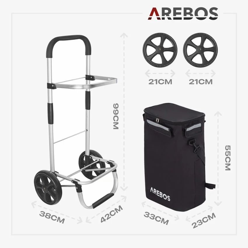 Carrito de la compra 3en1 negro - AREBOS. - Imagen 2