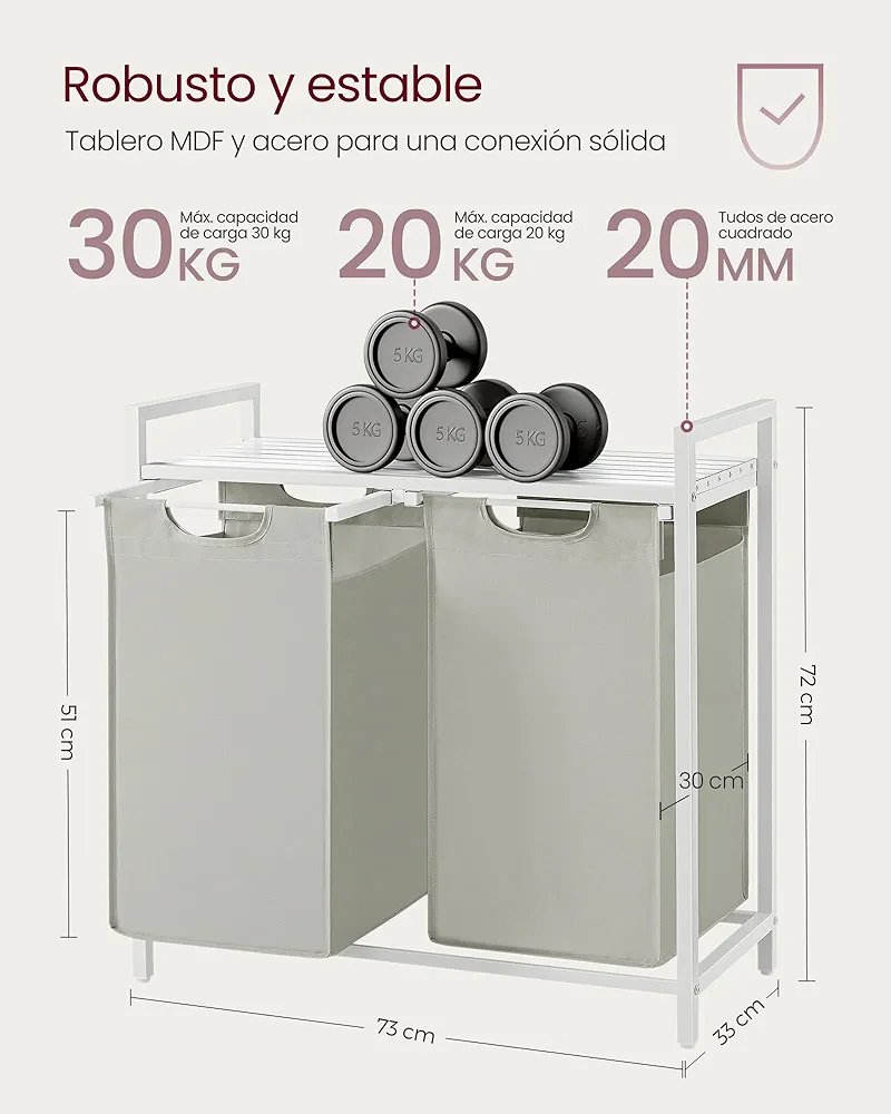 VASAGLE Cesto para Ropa Sucia - Imagen 2
