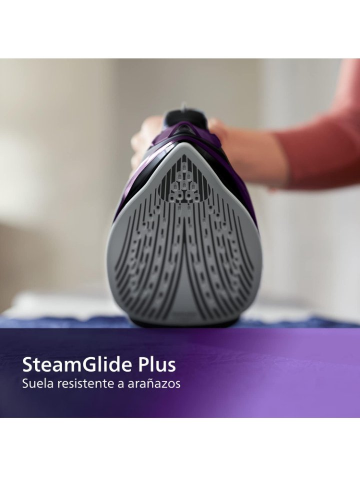 Plancha de Vapor Serie 5000 2400W de Potencia, 45g/min - Negro/Púrpura - Philips - Imagen 3