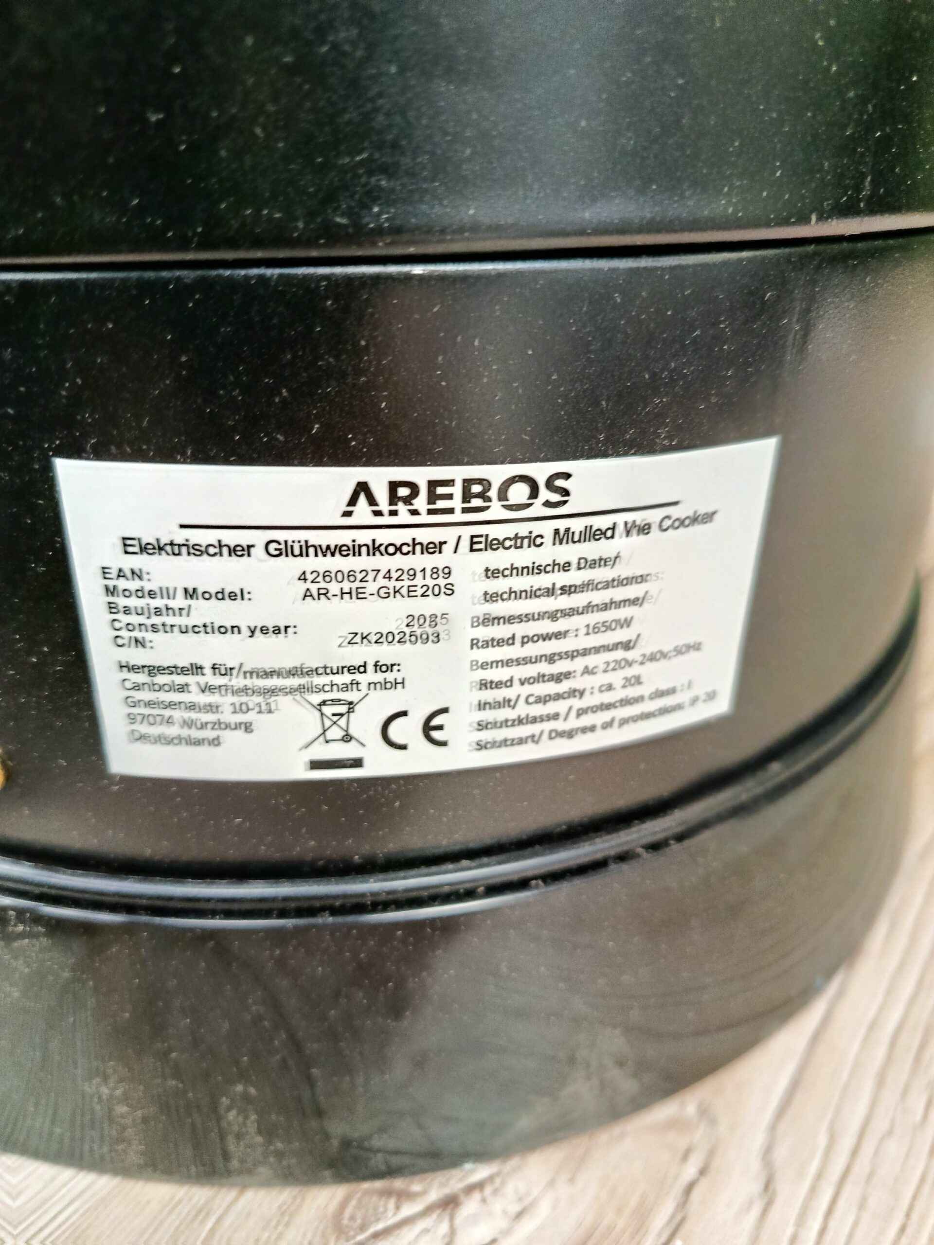 Olla calentadora - 20 L Negra - Arebos - Imagen 5