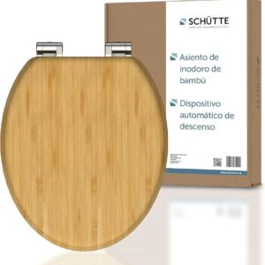 Schütte 81101-A - Asiento de inodoro con tapa de madera maciza de bambú (150 kg)