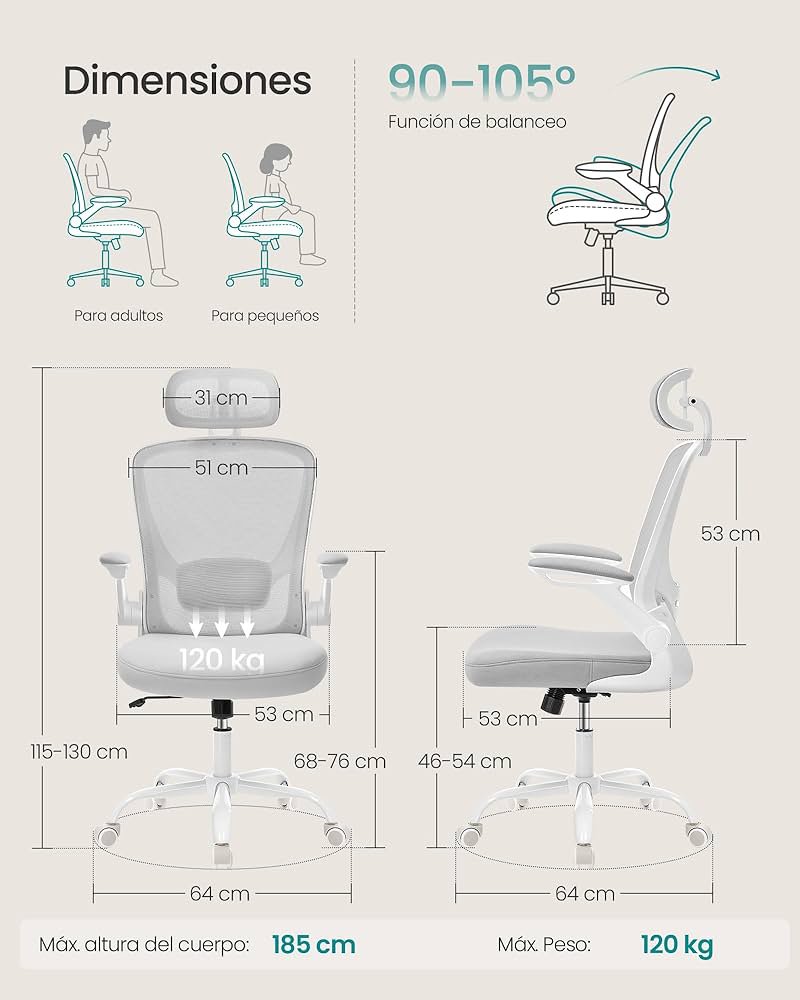 Songmics OBN047G01 Silla de Oficina - Imagen 2