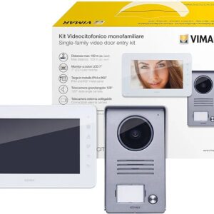 Kit de videoportero mural Vimar K40910 para viviendas unifamiliares, placa gris y monitor blanco