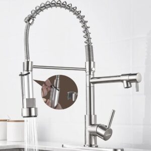 Grifo de cocina, Resorte de latón cepillado con cabezal de pulverización Pull Down