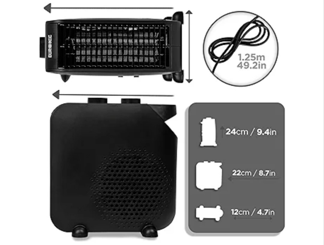 Duronic HV21 Calefactor eléctrico 2000W | Termoventilador 2 Niveles potencia - Imagen 2