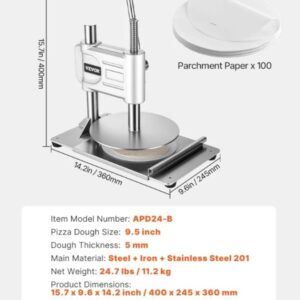 VEVOR Prensa Manual para Masa de Pizza, Placa de 24 cm,