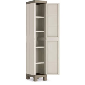 Keter, Excellence Armario con una Puerta, Polipropileno, Arena/Gris,