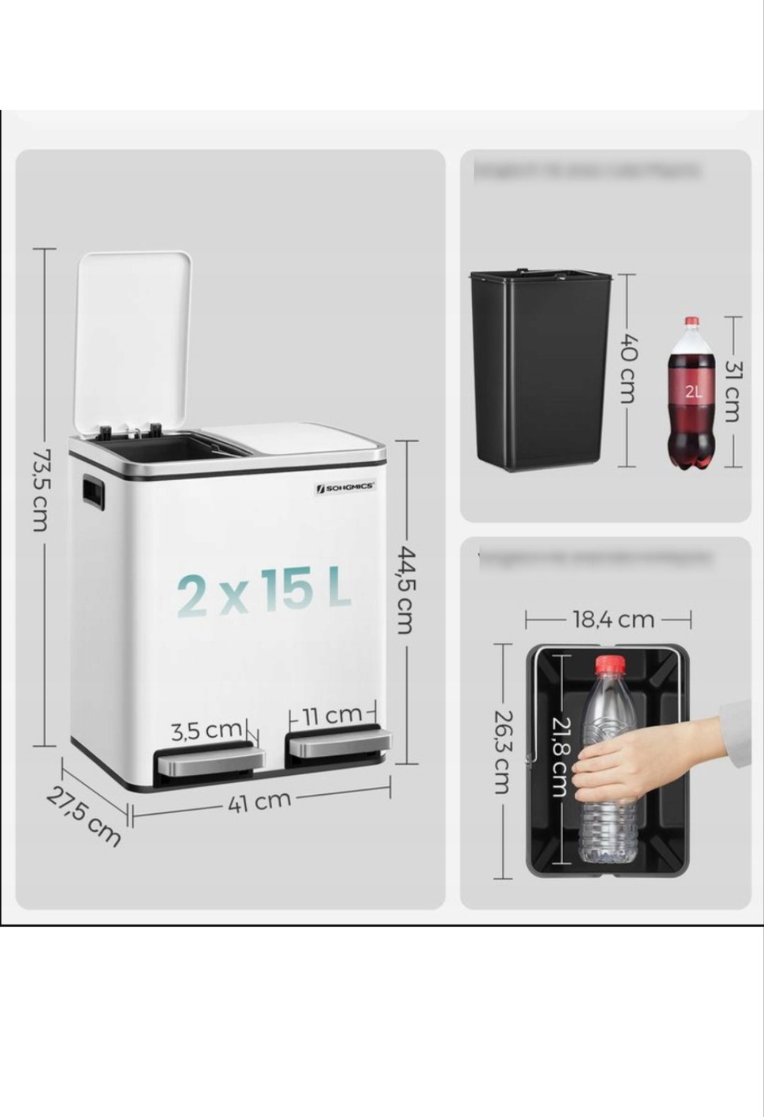 Cubo de Basura - LTB030WG01 - SONGMICS - Imagen 2