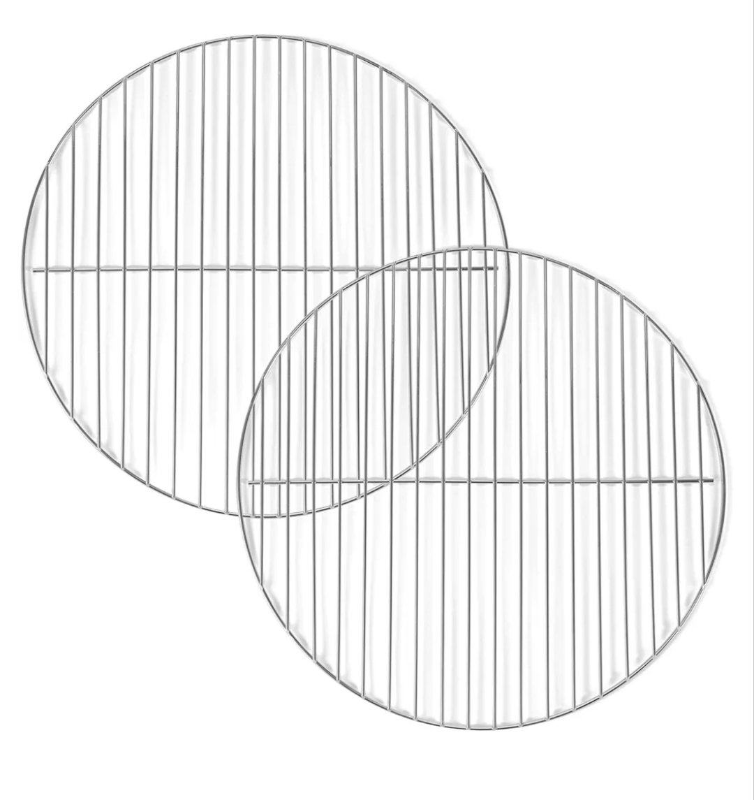 Amazon Basics - Rejillas para Parrilla, 37.4 cm, Paquete de 2, Plateadas