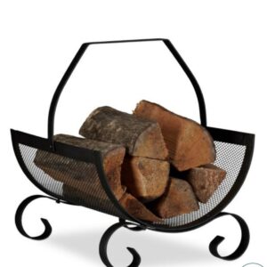 Cesta de leña vintage en negro