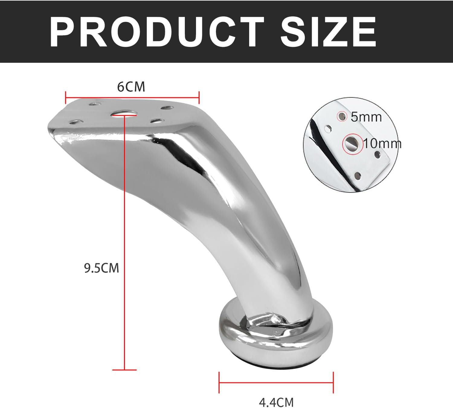 Patas para Muebles - 9,5 cm, 4 Piezas - xtemtoamz - Imagen 2