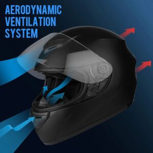 Favoto Casco de Moto Integral – Hombre y Mujer,  Negro, M (57-58cm)