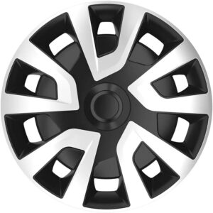 AutoStyle Juego de 4 Tapacubos Revo-Van 15 Pulgadas Plateado/Negro (esférico)