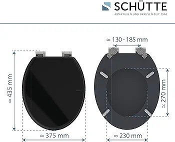 SCHÜTTE Asiento de inodoro negro con descenso automático de madera - Imagen 2