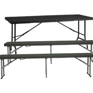 Pack 1 Mesas plegable con 2 bancos solid 180cm portátiles