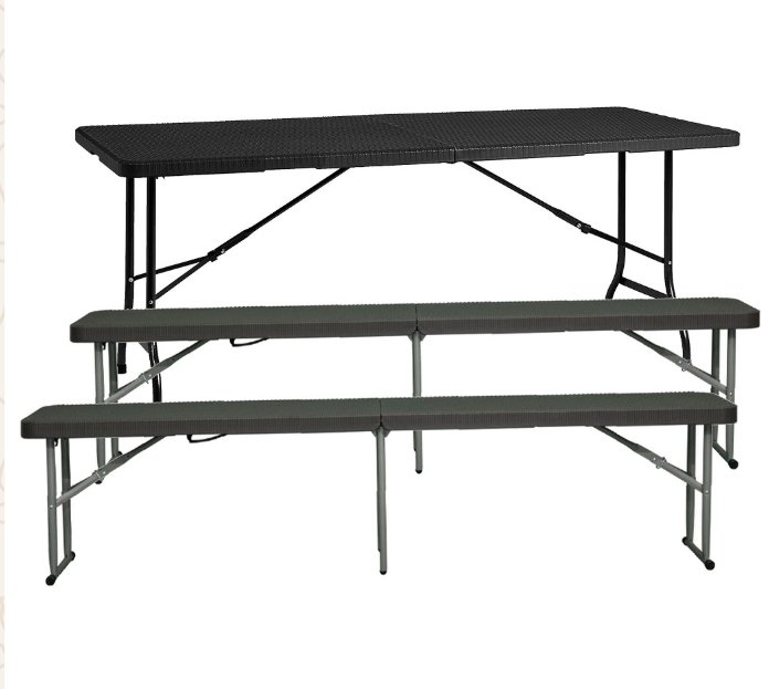 Pack 1 Mesas plegable con 2 bancos solid 180cm portátiles